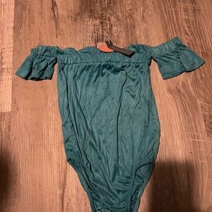 Teal Off-Shoulder Kids One Piece